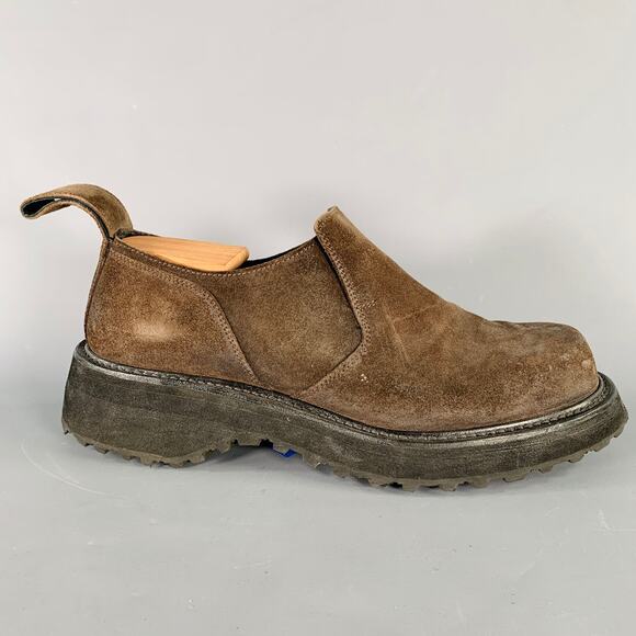 JULIUS_7 Size 9.5 Brown Black Suede Chunky Tread Sole Loafers - Picture 2 of 8